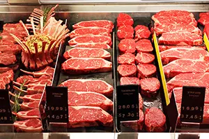 butcher beef meat display cabinet
