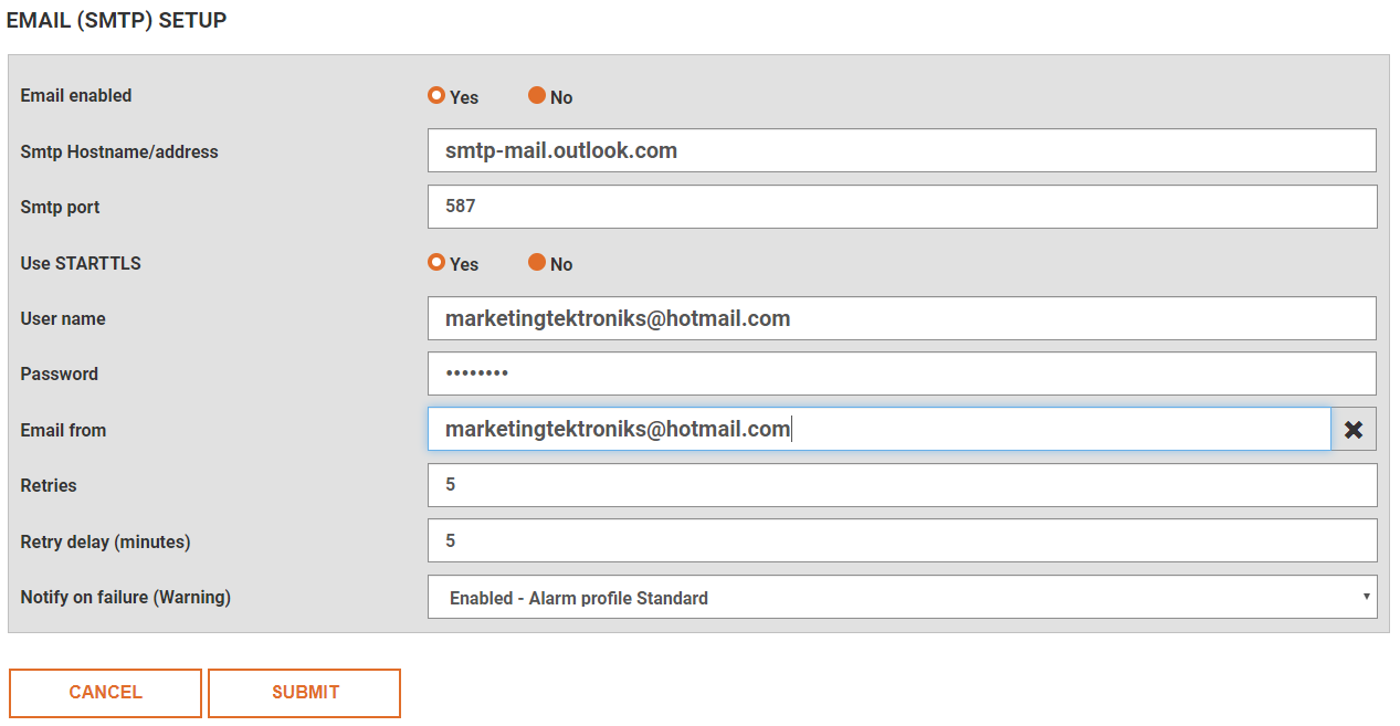 Hotmail smtp settings
