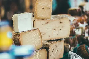 Cheese blocks cheese block display