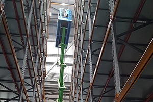 temperature mapping warehouse - scissor lift installing sensors