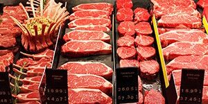 butcher beef meat display cabinet