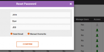 reset password screenshot on D3 system