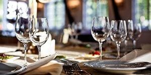 Empty glasses set in restaurant