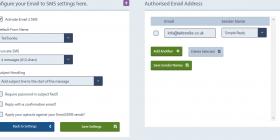 email to sms settings